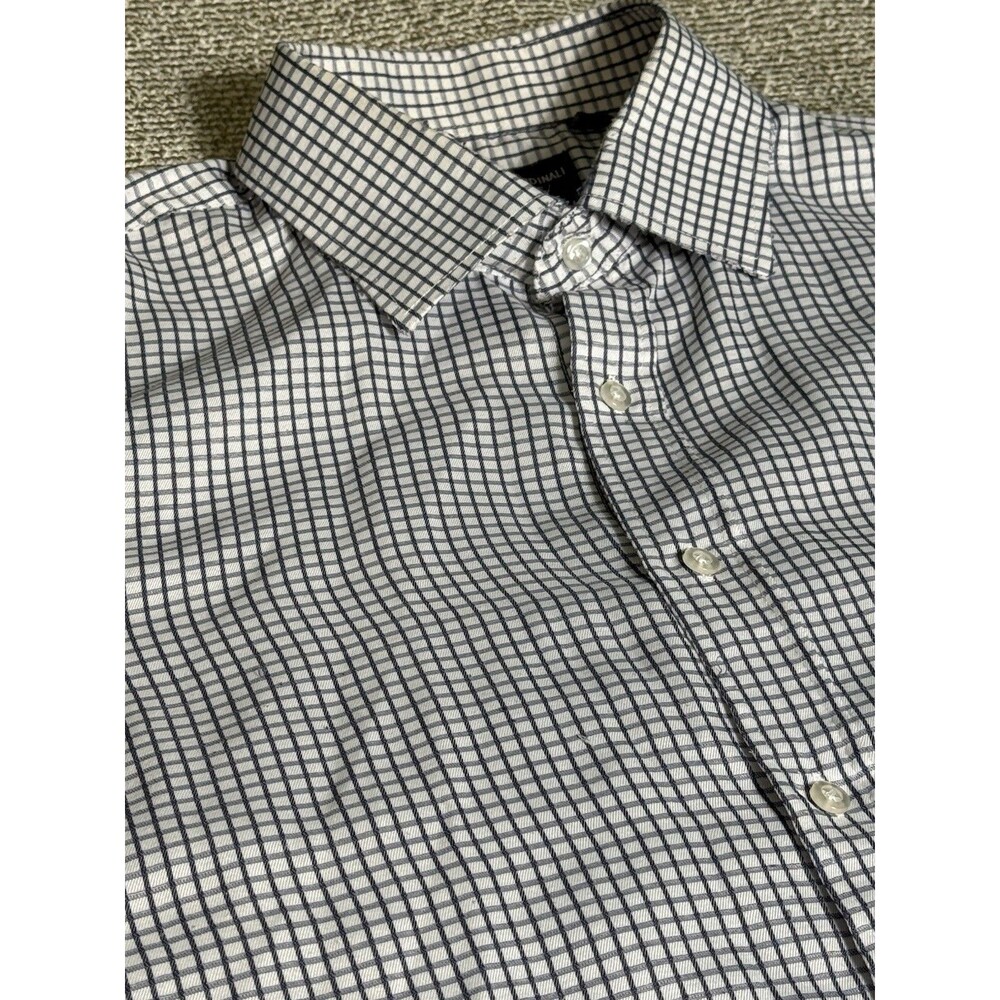 Alberto Cardinali Men's Dress Shirt XL 17-17.5 White Check Classic Fit Easy Care
